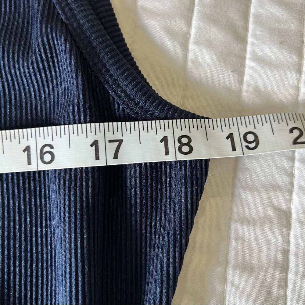 Women's Navy Ribbed Summer Midi Bodycon Dress with cutout Size XL - Picture 7 of 8